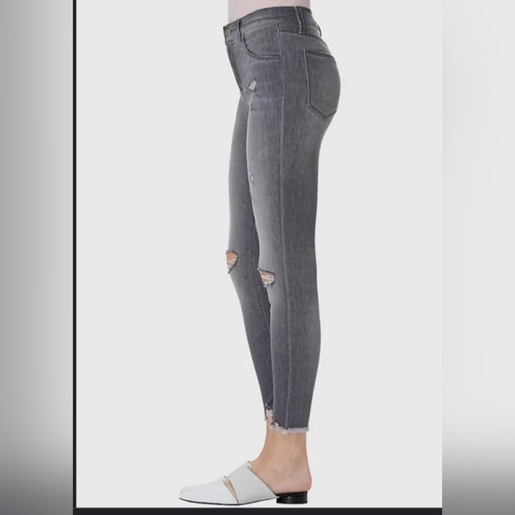 J Brand, Alana High Rise Cropped Provocateur Destruct Gray Skinny Jeans, Size 25 - Picture 2 of 12